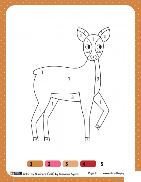 Roe Deer Color by Numbers 1-4 image
