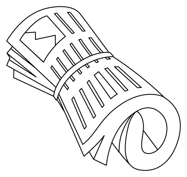 Rolled Up Newspaper Emoji coloring page image