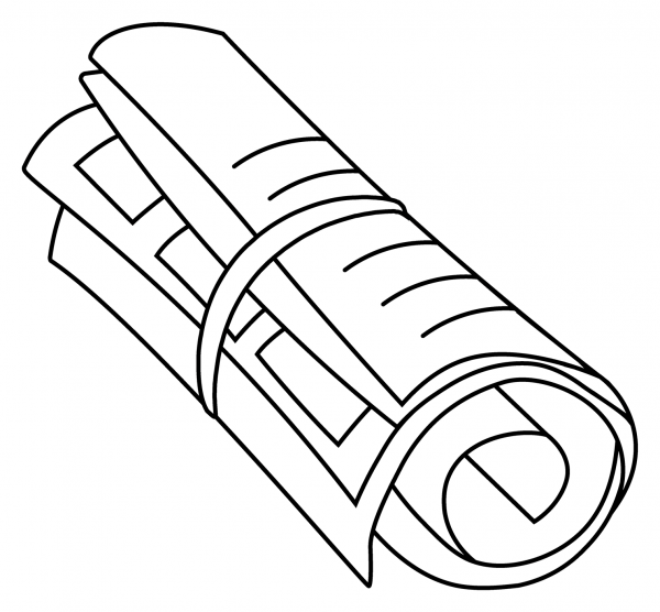 Rolled Up Newspaper Emoji coloring page image
