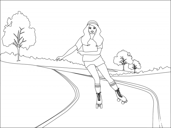 Roller Skating coloring page image