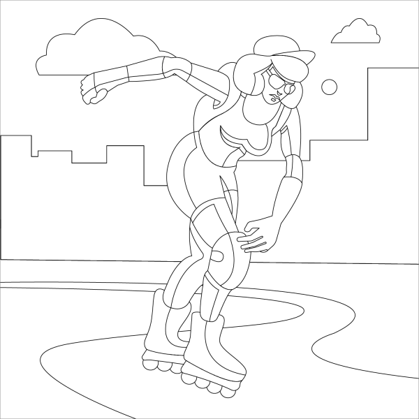 Roller Skating coloring page image