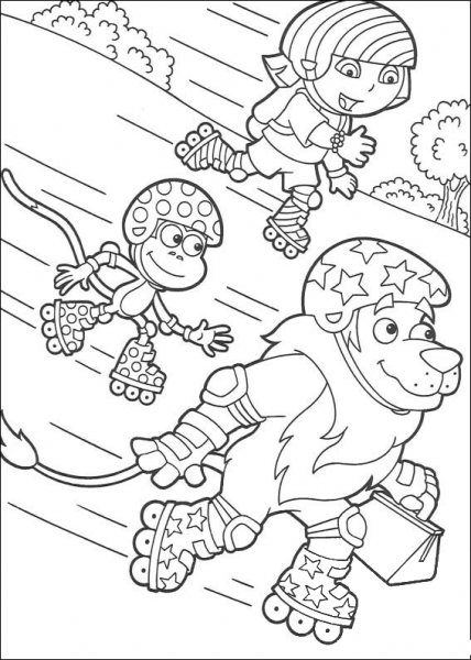 Rollerblading coloring page image