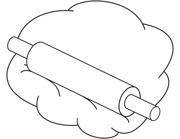 Rolling Pin and Dough coloring page image