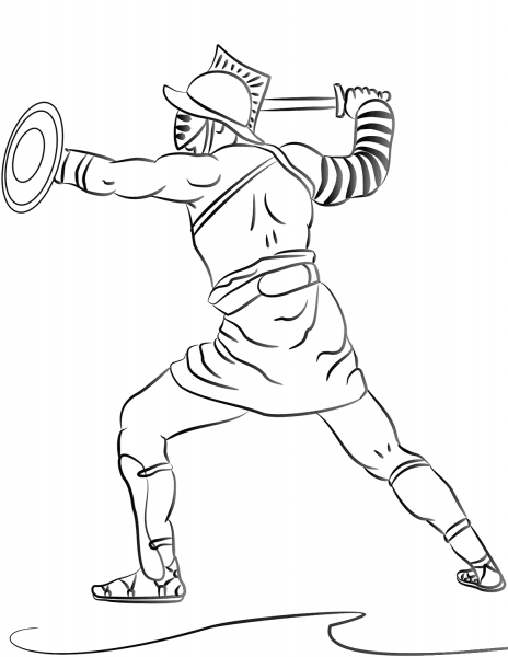 Roman Gladiator coloring page image