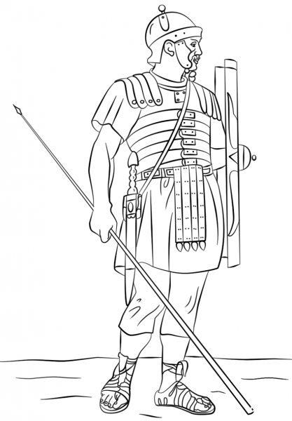 Roman Legionary Soldier coloring page image