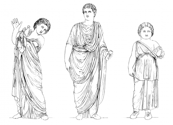 Roman Youth and Children coloring page image