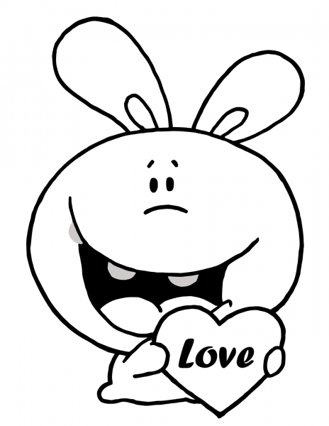 Romantic Rabbit Holds Heart coloring page image
