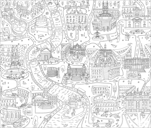 Rome Doodle coloring page image