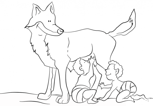 Romulus and Remus coloring page image