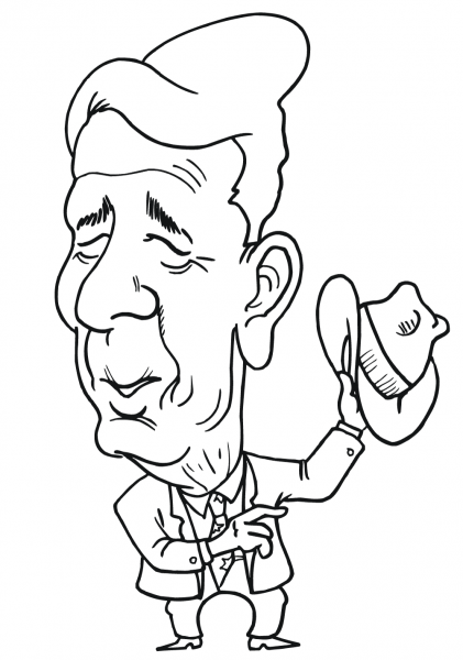 Ronald Reagan Caricature coloring page image