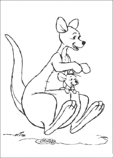 Roo And Its Mom Are Walking Together  coloring page image