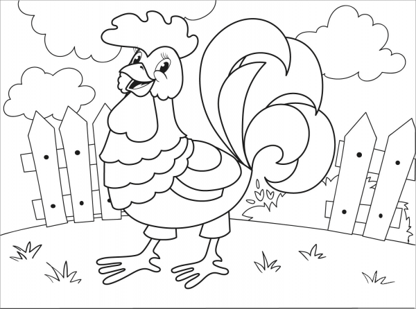 Rooster coloring page image