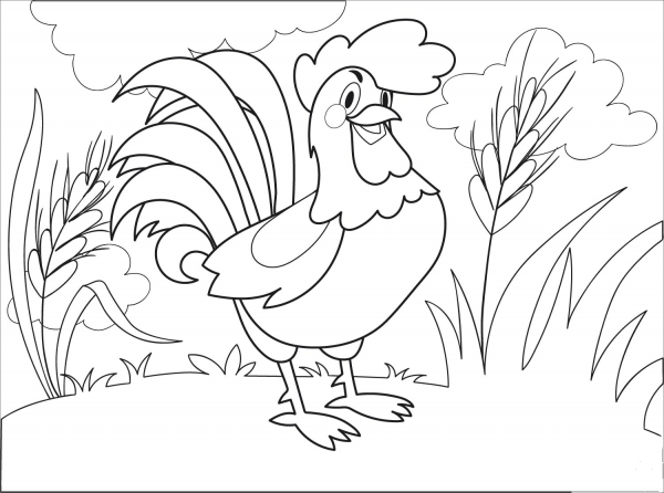 Rooster coloring page image