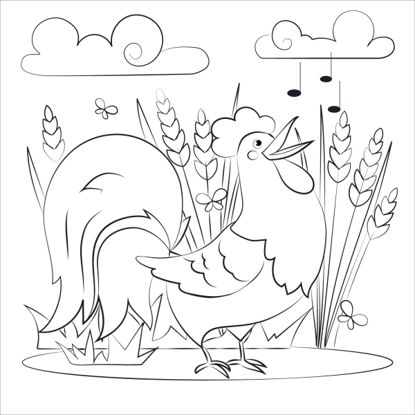 Rooster coloring page image