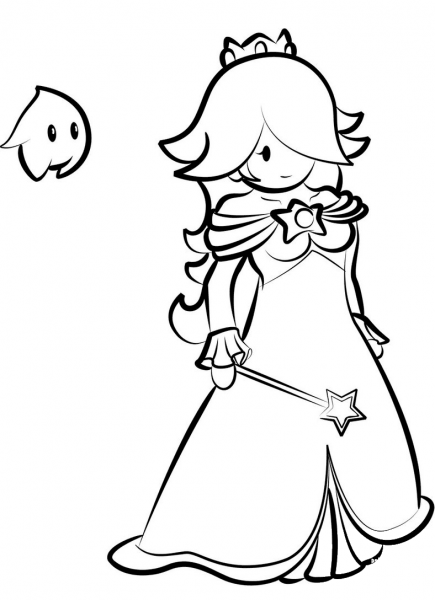 Rosalina with Luma coloring page image