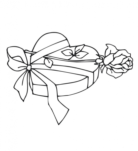 Rose and Candies for Valentine Day  coloring page image