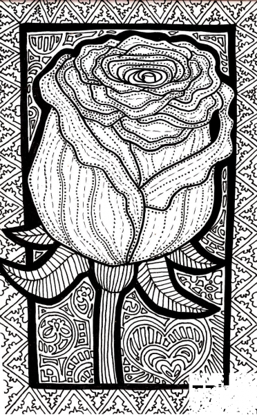 Rose Zentangle coloring page image