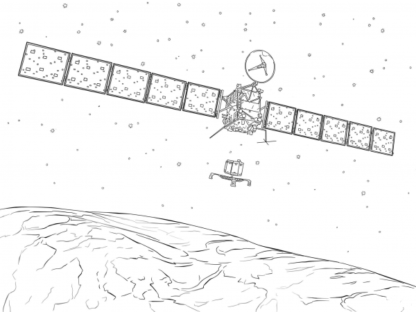 Rosetta Philae Landing on Comet Churyumov  coloring page image
