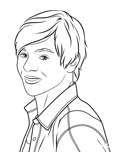 Ross Lynch as Austin Moon coloring page image