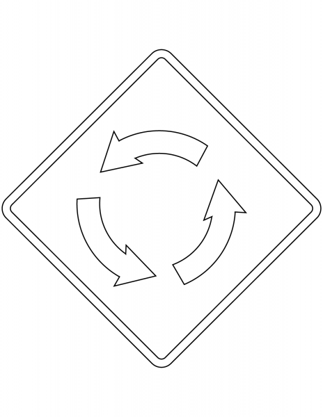 “Roundabout Ahead” Sign in Argentina coloring page image