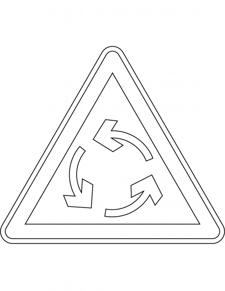 “Roundabout Ahead” Sign in France coloring page image