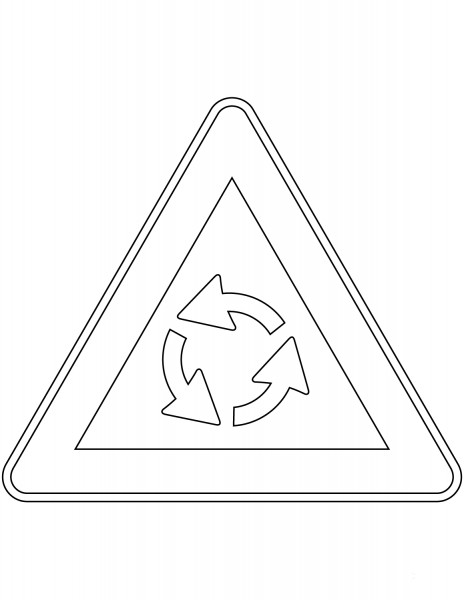 “Roundabout Ahead” Sign in Italy coloring page image