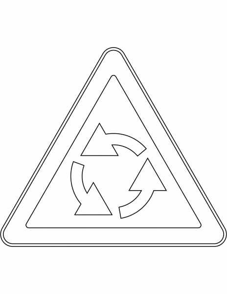 “Roundabout Ahead” Sign in Russia coloring page image