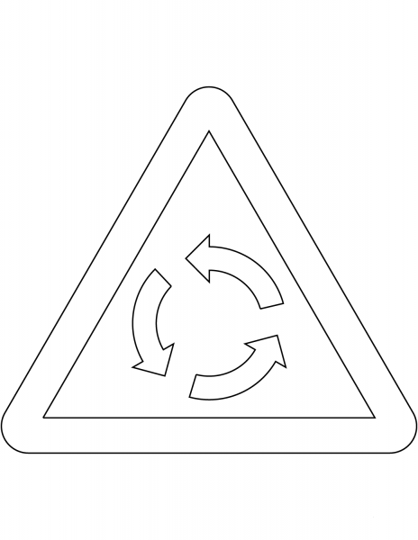 “Roundabout Ahead” Sign in Spain coloring page image
