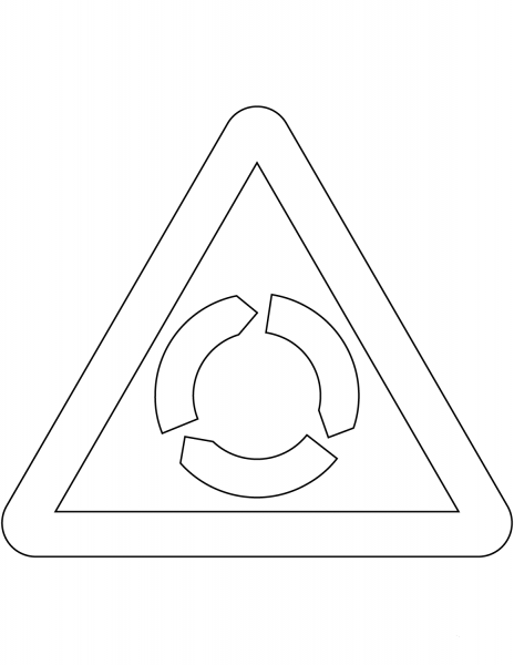 “Roundabout Ahead” Sign in the United Kingdom coloring page image