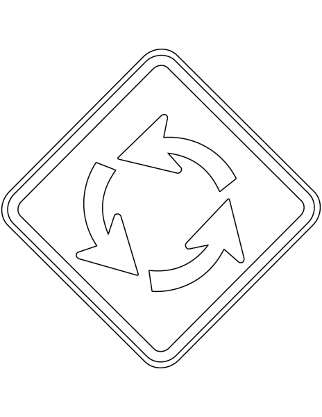 “Roundabout Sign” in Brazil coloring page image