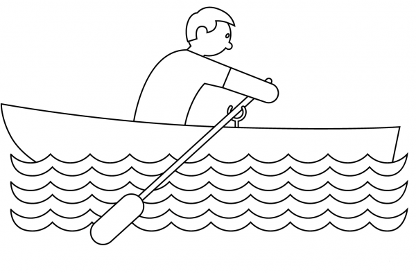 Rowing Boat coloring page image
