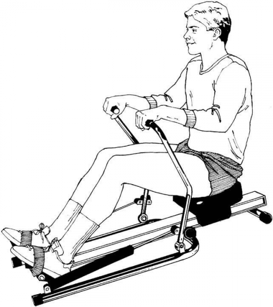 Rowing on a Rowing Machine coloring page image