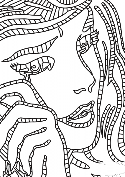 Roy Lichtenstein’s Crying Girl coloring page image
