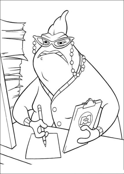 Roz Is Writing on the desk coloring page image