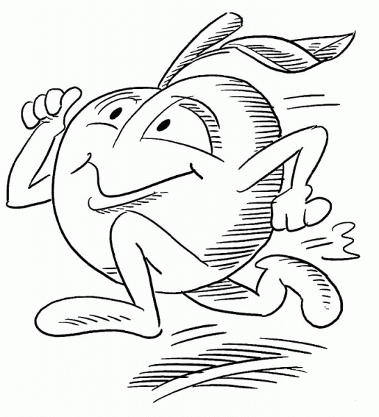 Running Apple  coloring page image