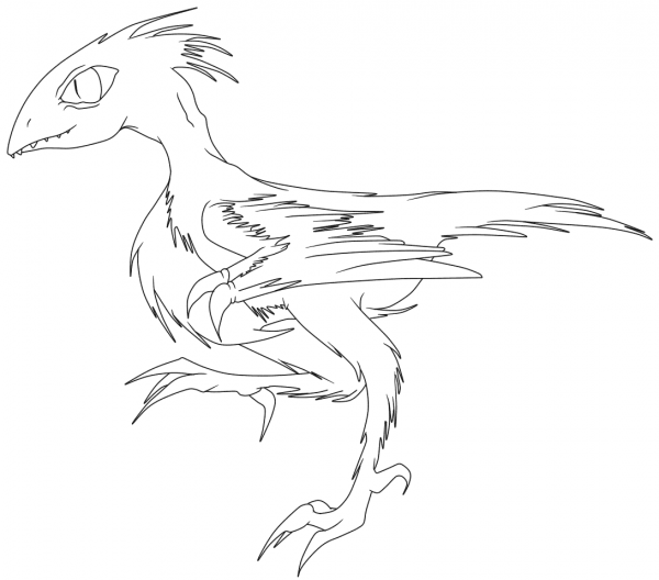 Running Archaeopteryx coloring page image