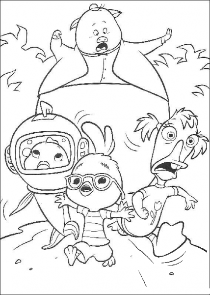 Running Away from aliens coloring page image