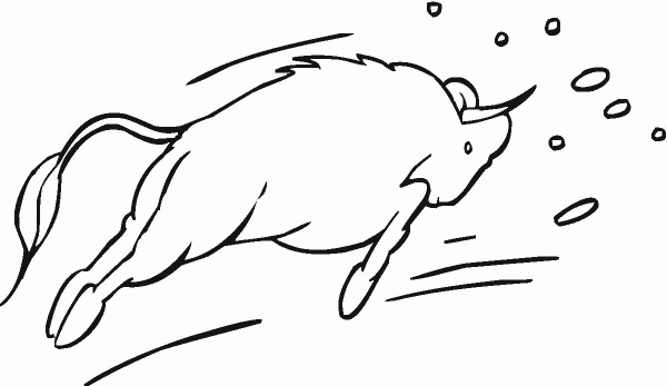Running Bull coloring page image