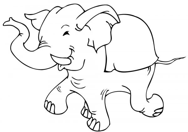 Running Elephant coloring page image