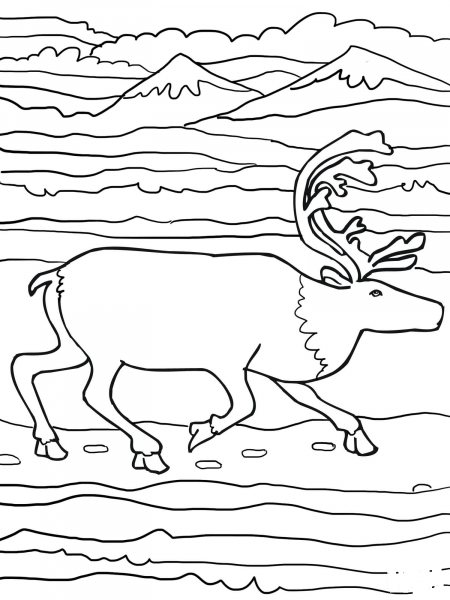 Running Elk coloring page image