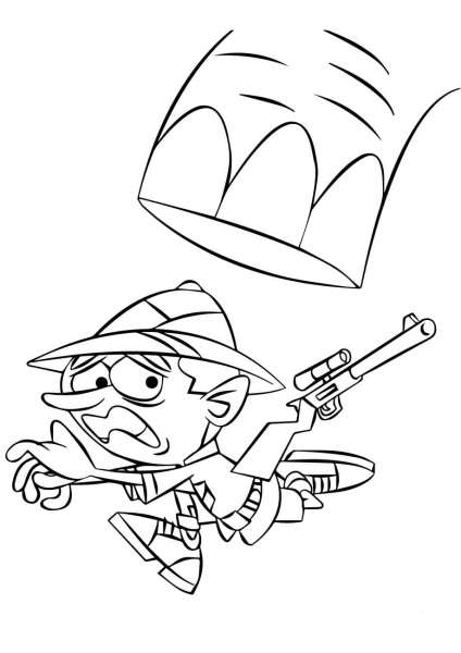 Running from Elephant coloring page image