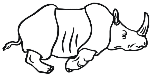 Running Indian Rhino coloring page image