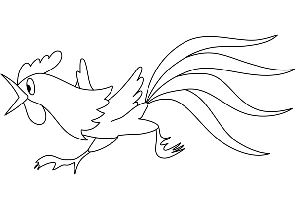 Running Rooster coloring page image