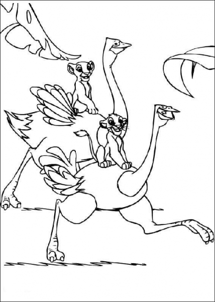 Running With Ostrichs  coloring page image