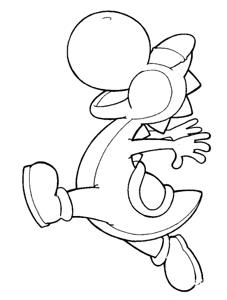 Running Yoshi coloring page image