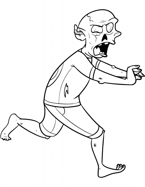 Running Zombie coloring page image