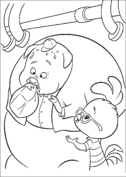 Runt Blows up a balloon  coloring page image