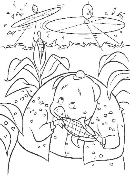 Runt Is Eating A Corn  coloring page image