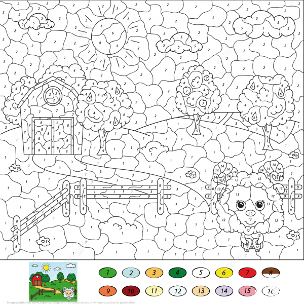 Rural Landscape Color by Number image