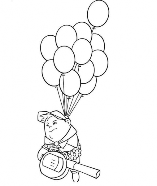 Russell On The Balloons  coloring page image